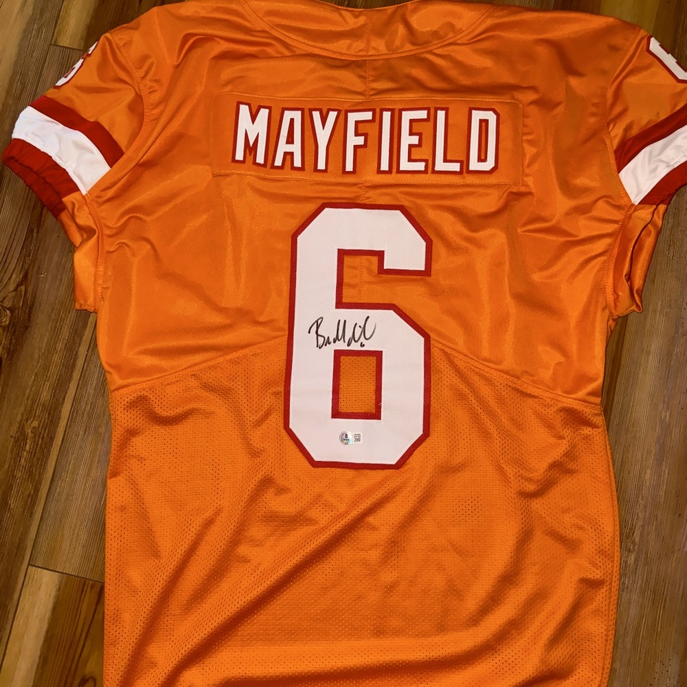Baker Mayfield Signed Throwback Creamsicle Pro-Cut Jersey